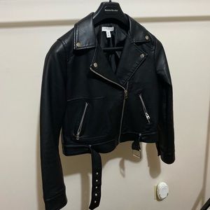 Topshop, womens black faux leather jacket, size 6